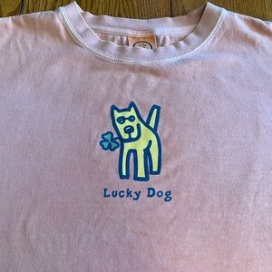 Life Is Good Crusher T-shirt Large Lucky Dog